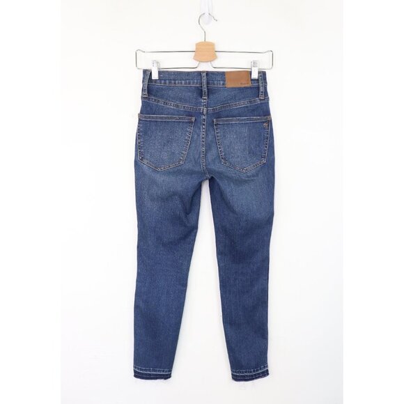 Madewell 10" High-Rise Skinny Jeans Raw Cut Hem Stretch Denim Mid Wash Blue 24 - Picture 9 of 12